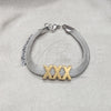 Stainless Steel Fancy Bracelet, Polished, Two Tone, 03.63.22133.09 (08 MM Thickness, 9 Inches Length)