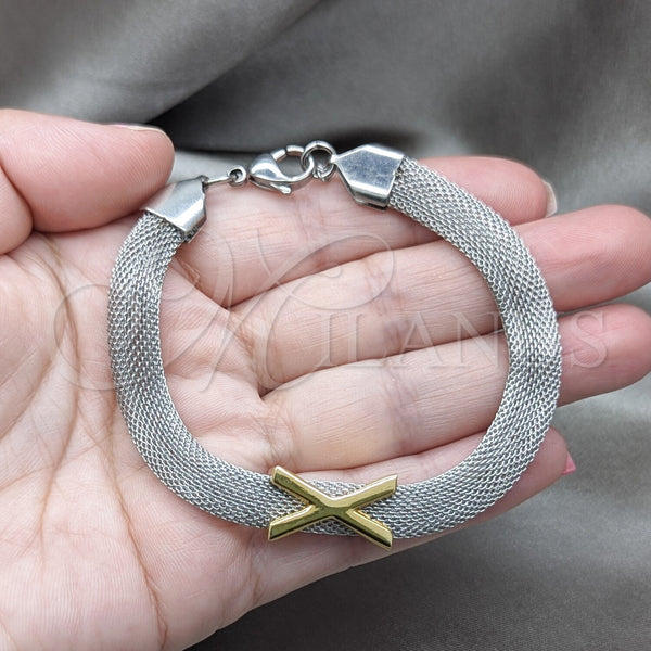 Stainless Steel Bracelet — Fancy Bracelet Polished Two Tone 03.63. 08 MM — alternate product view — SKU 160746 | Acero Inoxidable brazalete — elegante Bracelet pulido Two Tone 03.63. 08 MM — SKU 160746