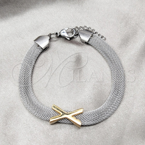Stainless Steel Bracelet — Fancy Bracelet Polished Two Tone 03.63. 08 MM — main product view — SKU 160746 | Acero Inoxidable brazalete — elegante Bracelet pulido Two Tone 03.63. 08 MM — SKU 160746