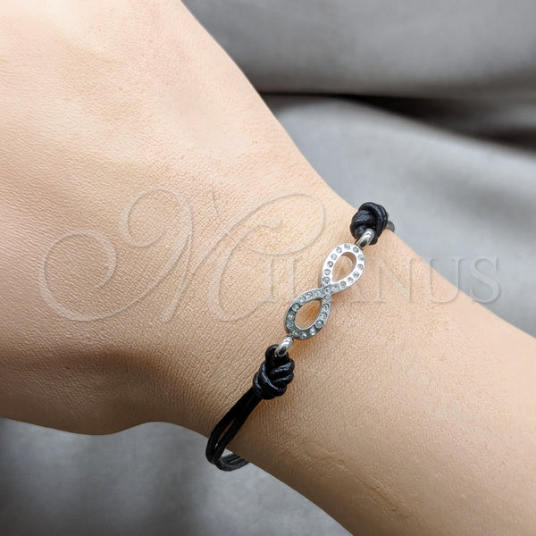 Stainless Steel Bracelet — Fancy Bracelet Infinite Design with White Crystal Polished — alternate product view — SKU 160747 | Acero Inoxidable brazalete — elegante Bracelet Infinite diseño with cristal blanco pulido — SKU 160747