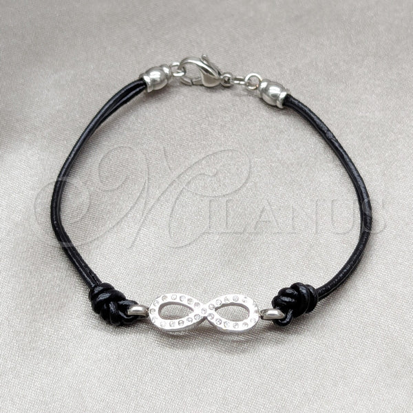 Stainless Steel Bracelet — Fancy Bracelet Infinite Design with White Crystal Polished — main product view — SKU 160747 | Acero Inoxidable brazalete — elegante Bracelet Infinite diseño with cristal blanco pulido — SKU 160747