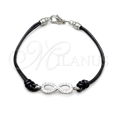Stainless Steel Fancy Bracelet, Infinite Design, with White Crystal, Polished, Steel Finish, 03.63.22135.07 (03 MM Thickness, 7 Inches Length)