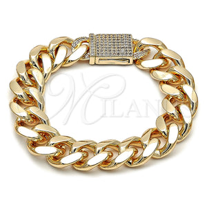 Gold Filled Bracelet — Fancy Bracelet Miami Cuban Design with White Cubic — main product view — SKU 160749 | Oro Laminado brazalete — elegante Bracelet Miami Cuban diseño with blanco Cubic — SKU 160749
