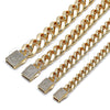 Oro Laminado Fancy Bracelet, Gold Filled Style Miami Cuban Design, with White Cubic Zirconia, Polished, Golden Finish, 03.156.0043.08 (15 MM Thickness, 8 Inches Length)