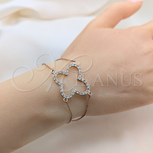 Stainless Steel Bracelet — Fancy Bracelet Butterfly Design with White Crystal Polished — alternate product view — SKU 160753 | Acero Inoxidable brazalete — elegante Bracelet mariposa diseño with cristal blanco pulido — SKU 160753