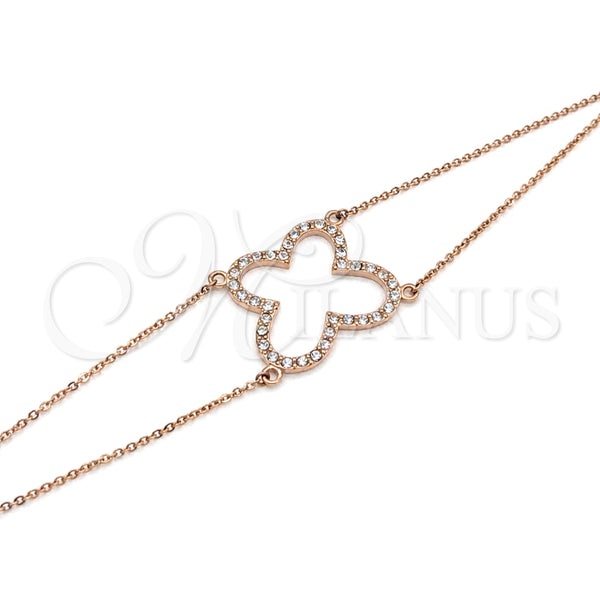 Stainless Steel Bracelet — Fancy Bracelet Butterfly Design with White Crystal Polished — main product view — SKU 160753 | Acero Inoxidable brazalete — elegante Bracelet mariposa diseño with cristal blanco pulido — SKU 160753