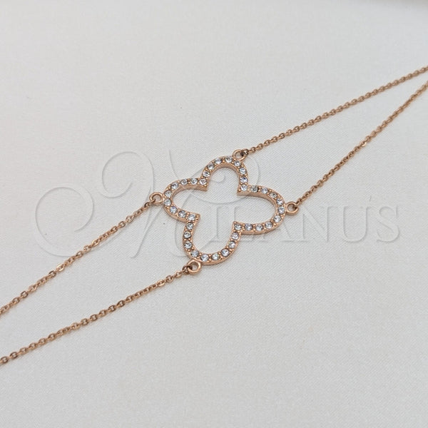 Stainless Steel Bracelet — Fancy Bracelet Butterfly Design with White Crystal Polished — main product view — SKU 160753 | Acero Inoxidable brazalete — elegante Bracelet mariposa diseño with cristal blanco pulido — SKU 160753