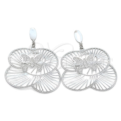 Stainless Steel Long Earring, Heart Design, Polished, Steel Finish, 02.63.2813 for wholesale, main product view