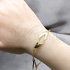 Stainless Steel Charm Bracelet, Teardrop Design, Polished, Golden Finish, 03.63.22138.08 (03 MM Thickness, 8 Inches Length)