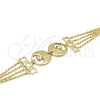 Stainless Steel Solid Bracelet, Star Design, with White Crystal, Polished, Golden Finish, 03.63.22141.08 (02 MM Thickness, 8 Inches Length)