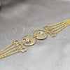 Stainless Steel Solid Bracelet, Star Design, with White Crystal, Polished, Golden Finish, 03.63.22141.08 (02 MM Thickness, 8 Inches Length)