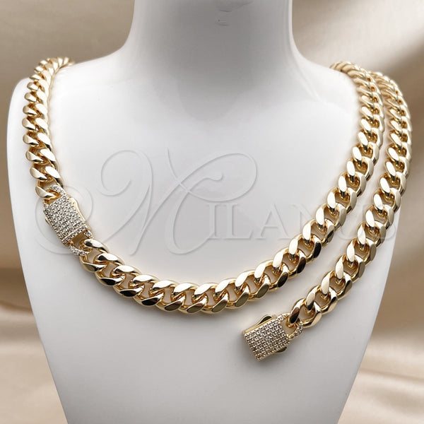 Gold Filled Bracelet — Necklace and Bracelet Miami Cuban Design with White — alternate product view — SKU 160761 | Oro Laminado brazalete — Necklace and Bracelet Miami Cuban diseño with blanco — SKU 160761