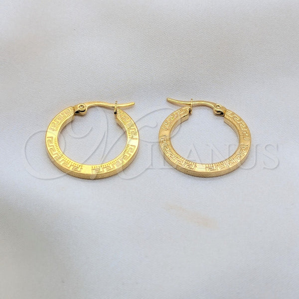 Stainless Steel Small Hoop, Diamond Design, Polished, Golden Finish, 02.63.2818.20