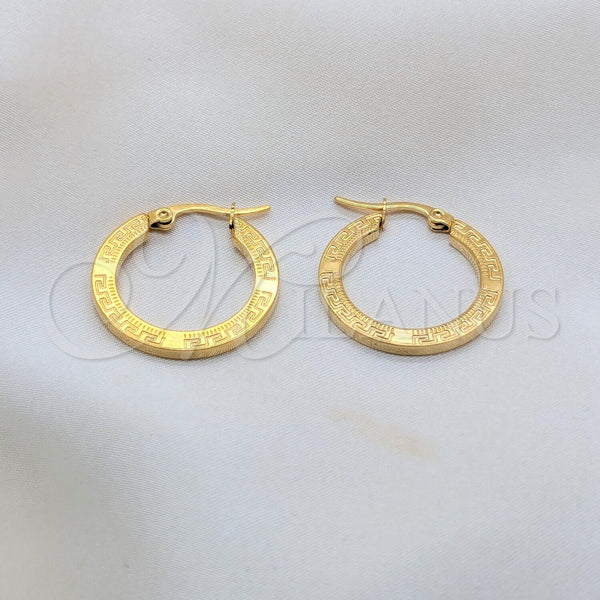 Stainless Steel Small Hoop, Diamond Design, Polished, Golden Finish, 02.63.2818.20
