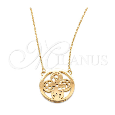 Stainless Steel Pendant Necklace, Flower Design, Polished, Rose Gold Finish, 04.63.1428.16 (01 MM Thickness, 16 for wholesale, main product view