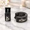 Stainless Steel Huggie Hoop, Scorpion Design, Black Enamel Finish, Steel Finish, 02.63.2823.10