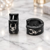 Stainless Steel Huggie Hoop, Scorpion Design, Black Enamel Finish, Steel Finish, 02.63.2824.10