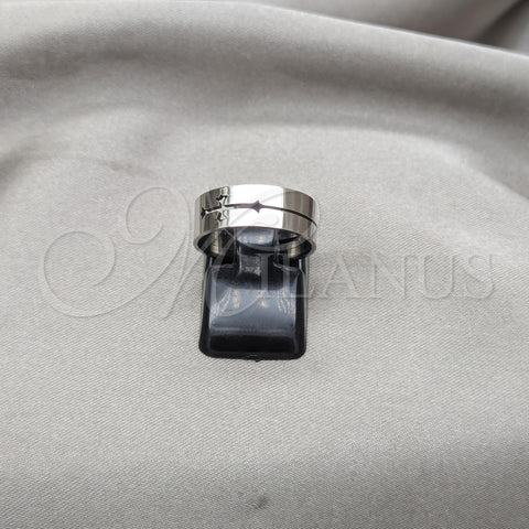 Stainless Steel Mens Ring, Cross Design, Polished, Steel Finish, 01.63.0619.05 (Size 5)