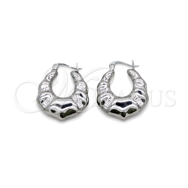 Stainless Steel Small Hoop, Hollow Design, Polished, Steel Finish, 02.63.2825.15