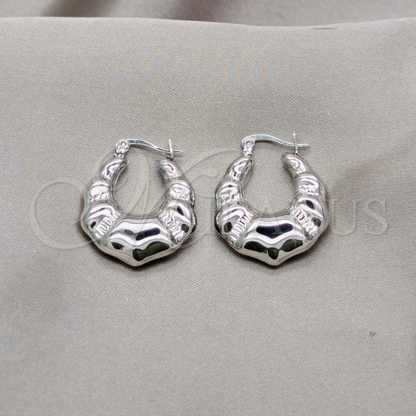 Stainless Steel Hoop Earrings — Small Hoop Hollow Design Polished 02.63. — main product view — SKU 160785 | Acero Inoxidable aretes de aro — aro pequeño Hollow diseño pulido 02.63. — SKU 160785