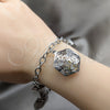 Stainless Steel Solid Bracelet, Flower Design, with Yellow Crystal, Polished, Steel Finish, 03.63.22144.08