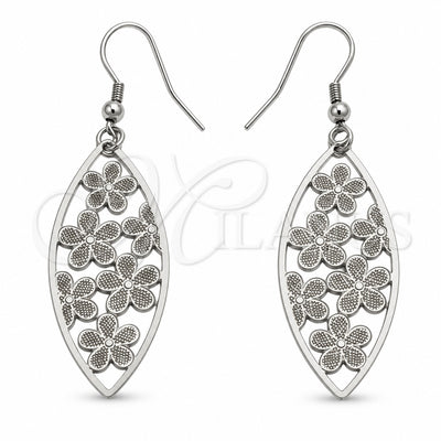 Stainless Steel Large Hoop, Flower Design, Polished, Steel Finish, 02.63.2826