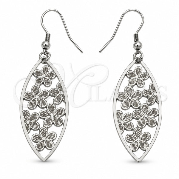 Stainless Steel Large Hoop, Flower Design, Polished, Steel Finish, 02.63.2826