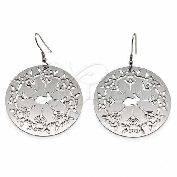 Stainless Steel Large Hoop, Flower Design, Polished, Steel Finish, 02.63.2828