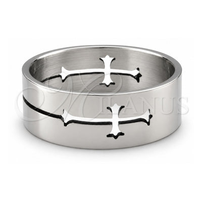 Stainless Steel Mens Ring, Star Design, Polished, Steel Finish, 01.63.0619.10 (Size 10)