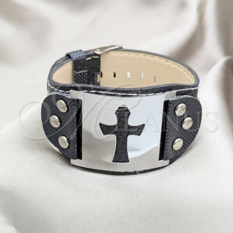 Stainless Steel Solid Bracelet, Cross Design, Polished, Steel Finish, 03.63.22145.09