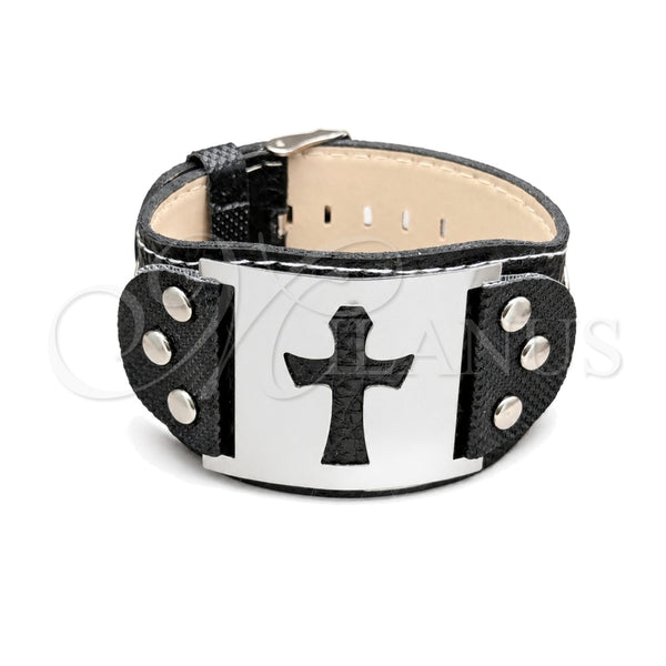 Stainless Steel Fancy Bracelet, Cross Design, Polished, Steel Finish, 03.63.22145.09 (40 MM Thickness, 9 Inches Length)