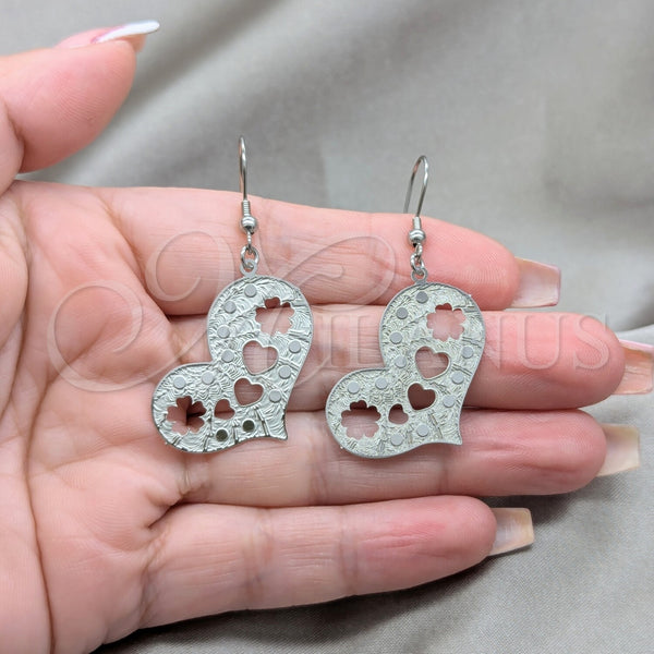 Stainless Steel Ring — Long Earring Heart and Flower Design Polished 02.63. — alternate product view — SKU 160810 | Acero Inoxidable anillo — largo Earring corazón and flor diseño pulido 02.63. — SKU 160810