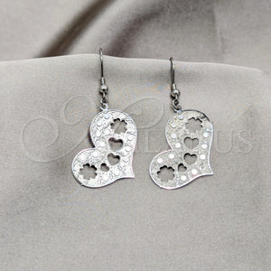 Stainless Steel Ring — Long Earring Heart and Flower Design Polished 02.63. — main product view — SKU 160810 | Acero Inoxidable anillo — largo Earring corazón and flor diseño pulido 02.63. — SKU 160810