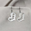 Stainless Steel Long Earring, Heart and Flower Design, Polished, Steel Finish, 02.63.2833