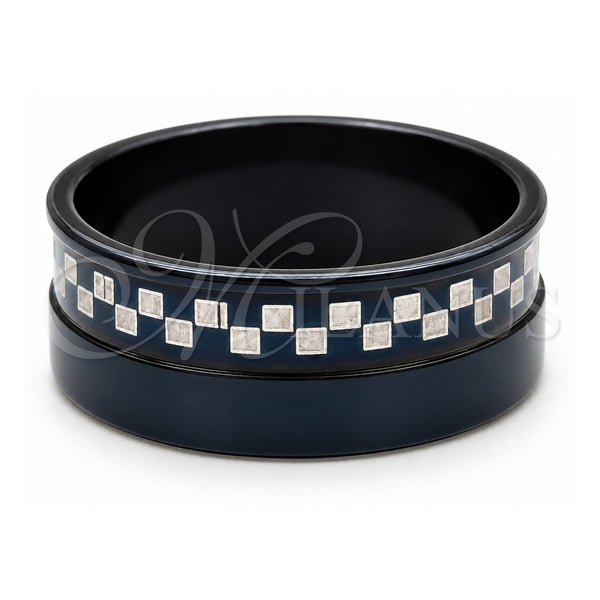 Stainless Steel Mens Ring, Polished, Black Rhodium Finish, 01.63.0623.08 (Size 8)
