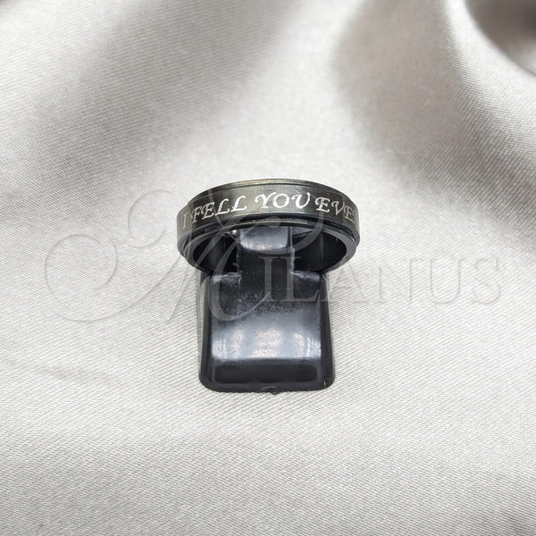 Stainless Steel Ring — Mens Ring Star and Love Design Grey Enamel — main product view — SKU 160817 | Acero Inoxidable anillo — para hombre Ring estrella and Love diseño Grey Enamel — SKU 160817