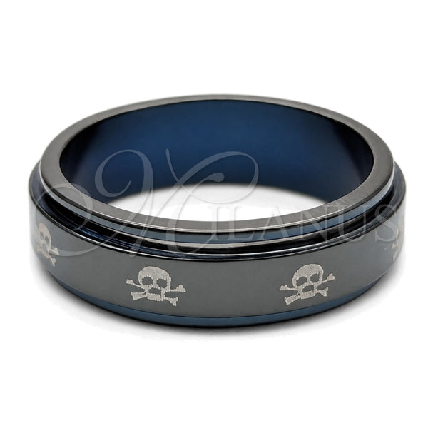 Stainless Steel Mens Ring, Star and Love Design, Grey Enamel Finish, Steel Finish, 01.63.0624.05 (Size 5) for wholesale, main product view