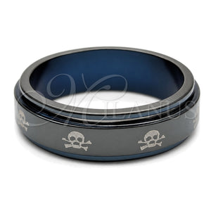 Stainless Steel Mens Ring, Star and Love Design, Grey Enamel Finish, Steel Finish, 01.63.0624.05 (Size 5)