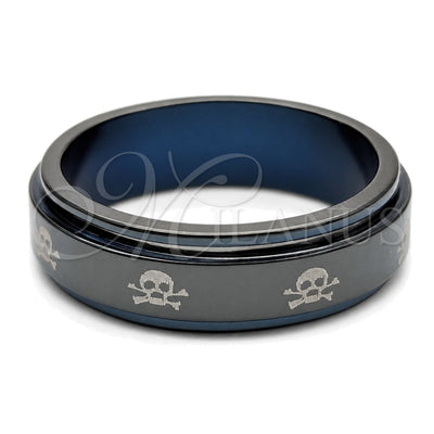 Stainless Steel Mens Ring, Skull and Heart Design, Grey Enamel Finish, Steel Finish, 01.63.0624.08 (Size 8) for wholesale, main product view