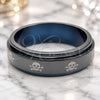 Stainless Steel Mens Ring, Heart and Flower Design, Grey Enamel Finish, Steel Finish, 01.63.0624.09 (Size 9)