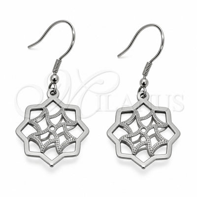 Stainless Steel Long Earring, Flower Design, Polished, Steel Finish, 02.63.2836 for wholesale, main product view