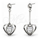 Stainless Steel Long Earring, Heart and Diamond Design, with White Crystal, Polished, Steel Finish, 02.63.2841