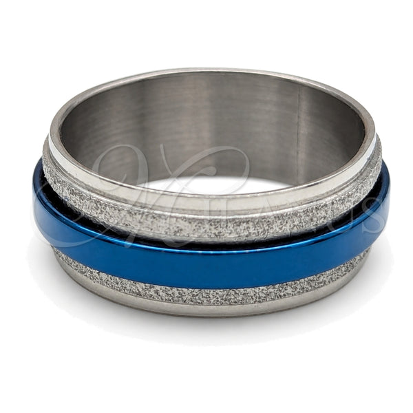 Stainless Steel Mens Ring, Blue Enamel Finish, Steel Finish, 01.63.0633.07 (Size 7)