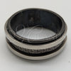 Stainless Steel Mens Ring, Double Design, Black Polished, Black Rhodium Finish, 01.63.0634.05 (Size 5)