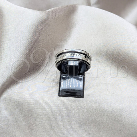 Stainless Steel Mens Ring, Black Enamel Finish, Steel Finish, 01.63.0634.08