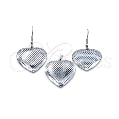 Stainless Steel Earring and Pendant Adult Set, Heart and Hollow Design, Polished, Steel Finish, 10.63.0608 for wholesale, main product view