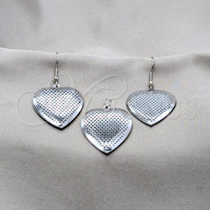 Stainless Steel Ring — Earring and Pendant Adult Set Heart and Hollow — main product view — SKU 160864 | Acero Inoxidable anillo — Earring and Pendant Adult Set corazón and Hollow — SKU 160864