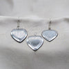 Stainless Steel Earring and Pendant Adult Set, Heart and Hollow Design, Polished, Steel Finish, 10.63.0608