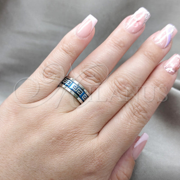 Stainless Steel Ring — Mens Ring Triple Design Blue Enamel 01.63. Size — alternate product view — SKU 160867 | Acero Inoxidable anillo — para hombre Ring triple diseño Blue Enamel 01.63. Size — SKU 160867
