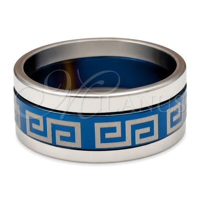 Stainless Steel Mens Ring, Triple Design, Blue Enamel Finish, Steel Finish, 01.63.0635.09 (Size 9) for wholesale, main product view